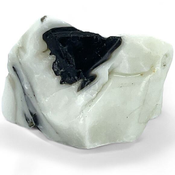 Milk Glass Black Infused Art Glass Cullet Glowing Manganese Slag Glass #4GM181 - Picture 2 of 8